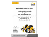 Mirka  Authorized Dealer Certificate